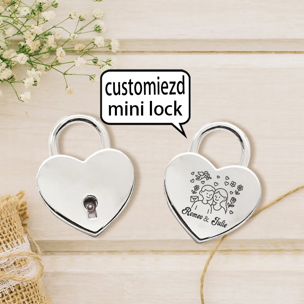 1PC Old Antique Style Custom Text Couple Wishing Lock For Jewelry Box Small Wooden Box