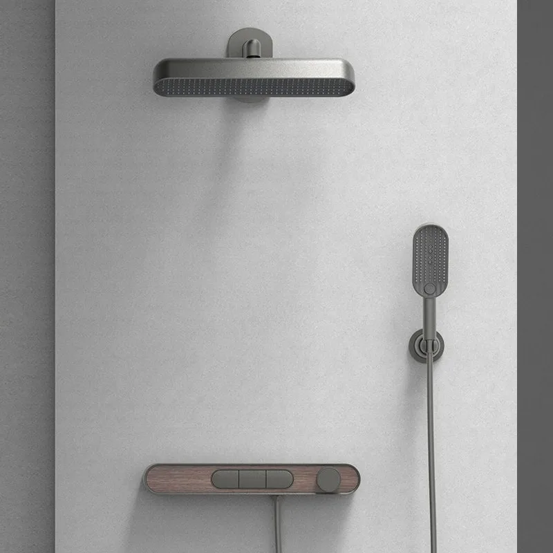 Button Type Embedded Wall Type Semi-concealed Shower Shower Set Copper Water Channel Constant Temperature Hot and Cold Water