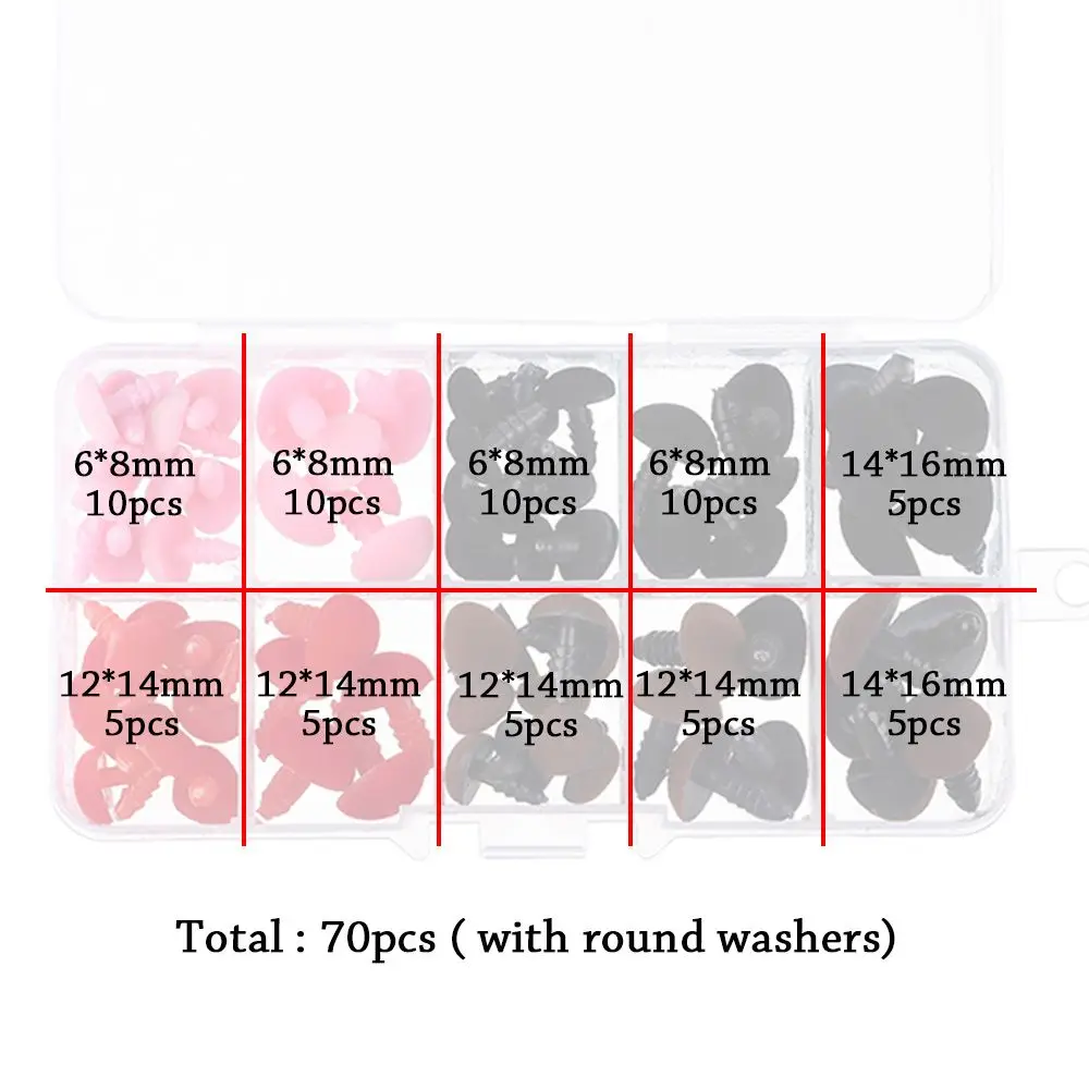 70ชิ้น/เซ็ต DIY หุ่นยัดไส้หมอนเพื่อความปลอดภัยจมูกตุ๊กตาจมูกสามเหลี่ยมพร้อมเครื่องซักผ้านุ่มนิ่มอุปกรณ์เสริมของเล่น