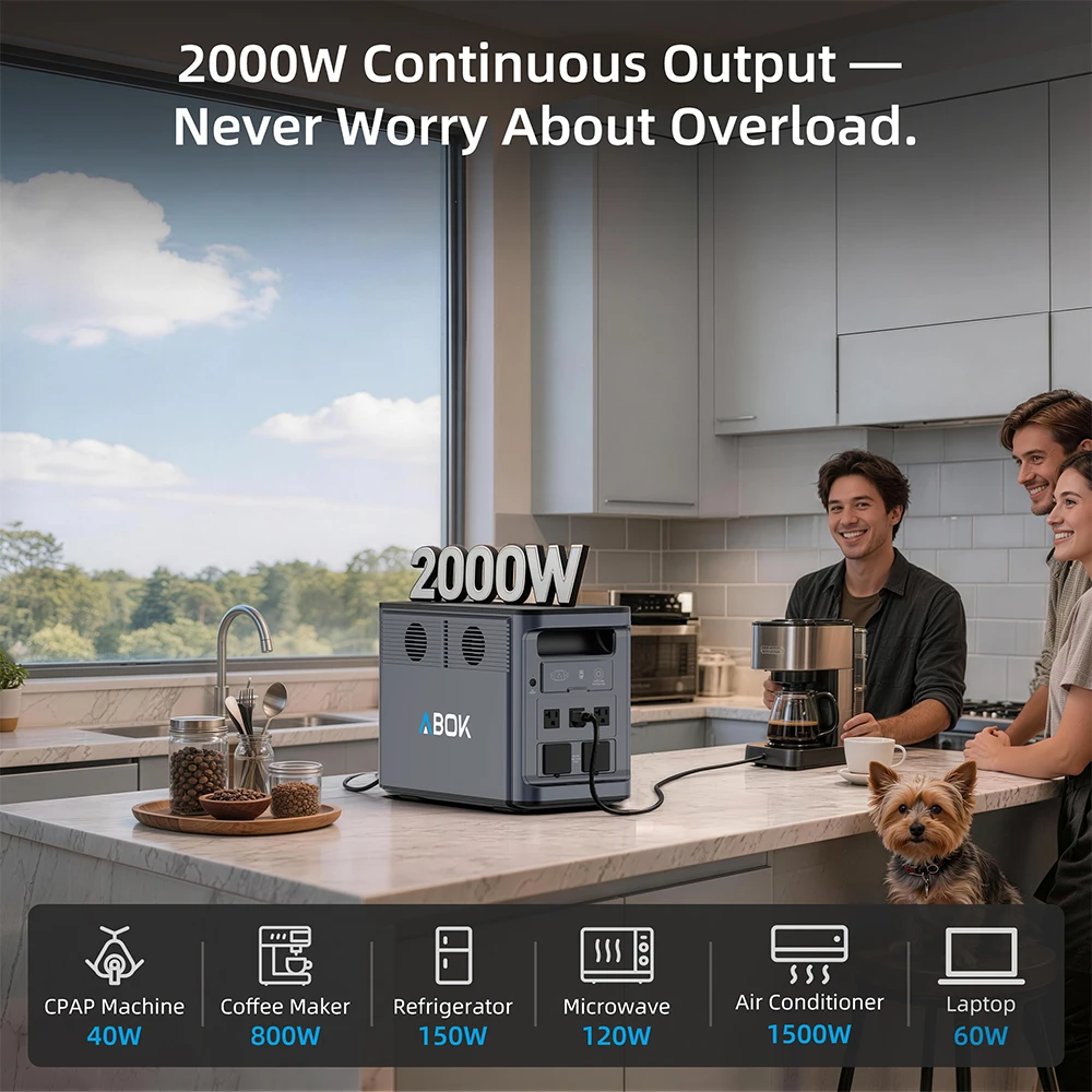 ABOK US EU Stock Locale Stazio - Portable Power Station 2000W Lifepo4 recensione e prezzo