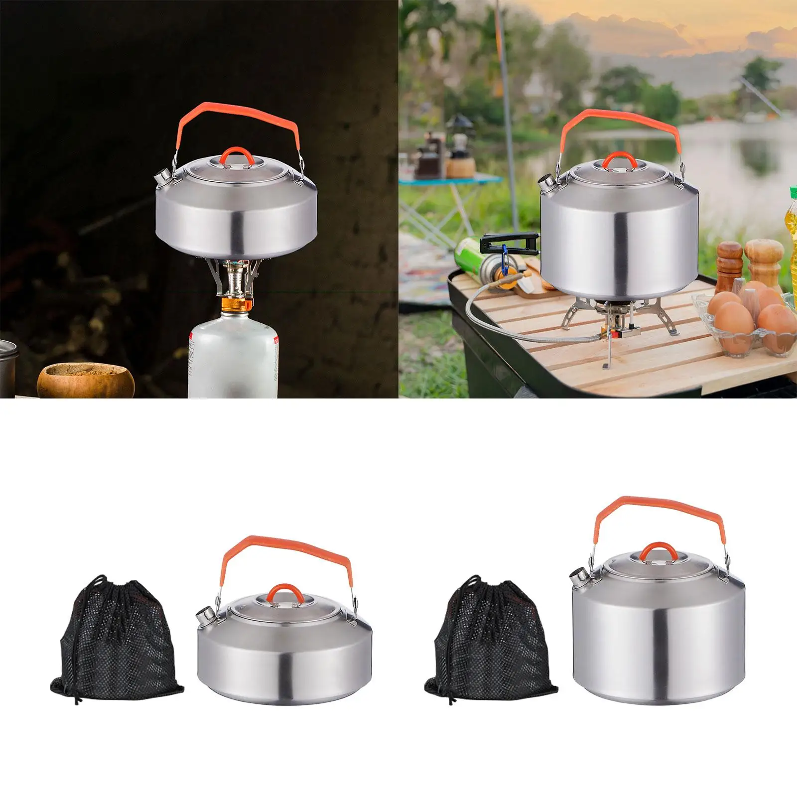 Camping Water Kettle Stainless Steel Kettle Tea Kettle Water Boiler Teapot Coffee Pot for Backpacking Travel Mountaineering