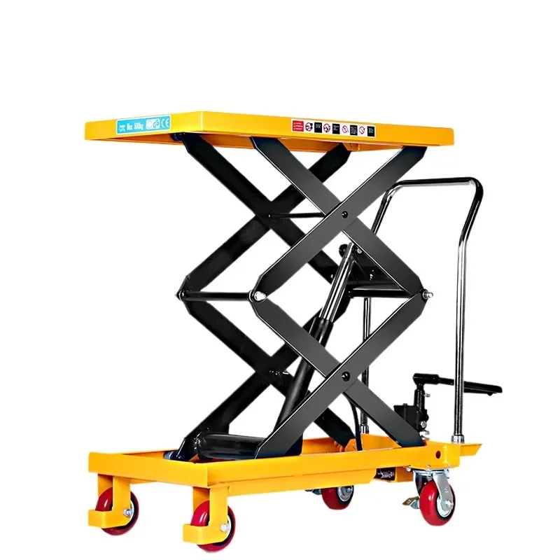 Manual hydraulic lifting platform car Mobile scissor electric lift Small simple trolley