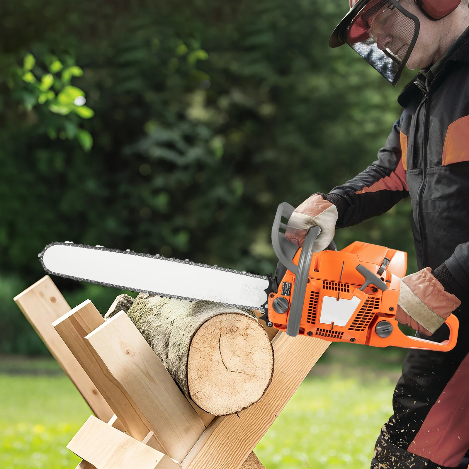 24 Inch Gas Powered Chainsaw, 71.8cc 2-Stroke Chain Saw with 3.9KW Engine & 2800RPM, for Tree Branch Log Cutting