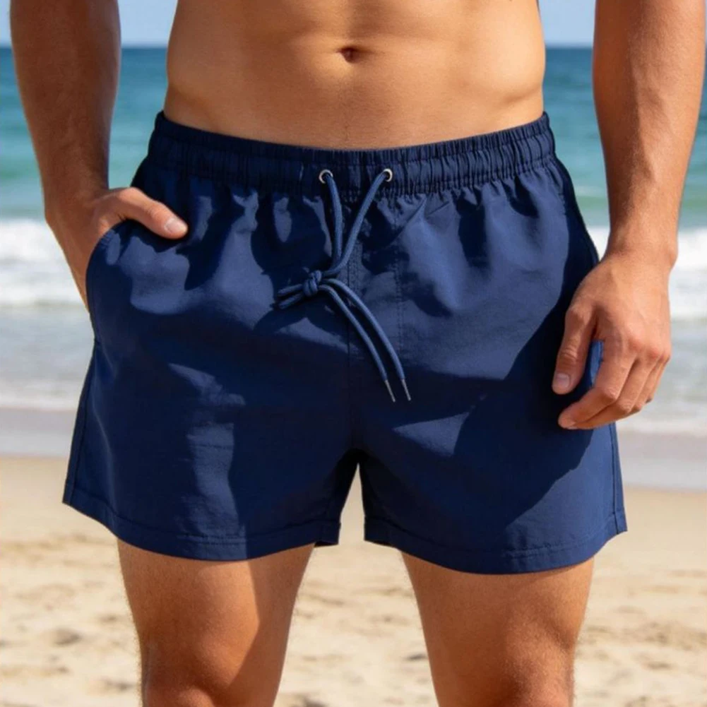 Men's Solid Color Beach Pants, Wearing Sports And Casual Shorts, Swimming Pants Beach Pants Short Pants