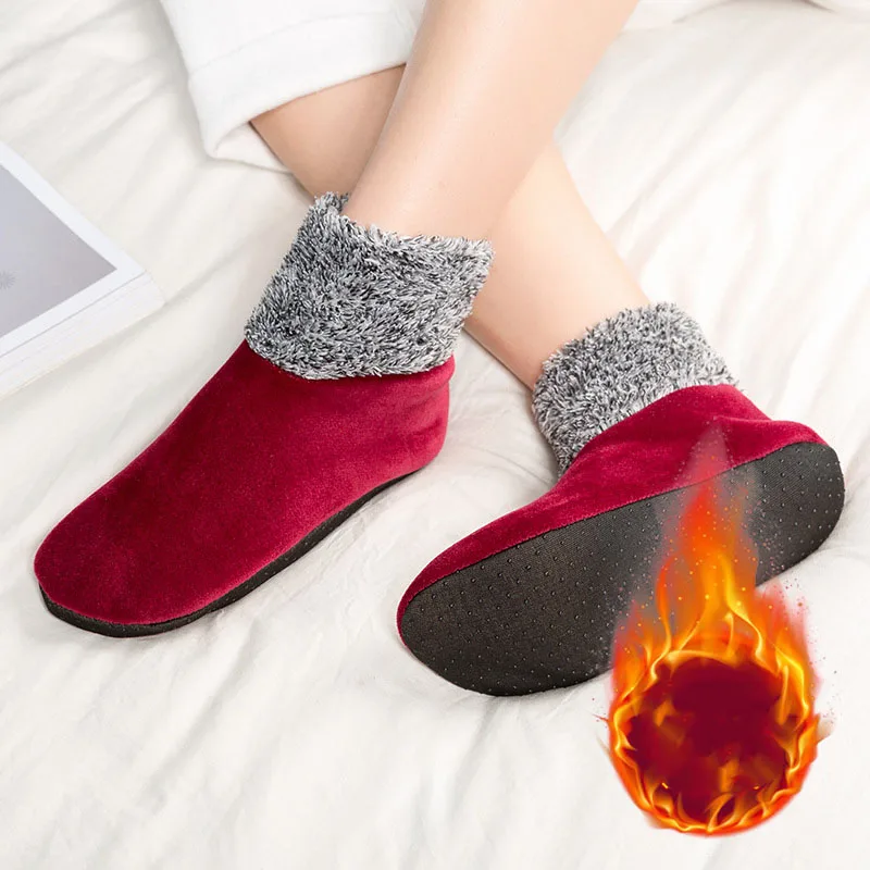 Winter Warm Non Slip Floor Socks for Women Thick Fleece Lined High Tube Home Carpet Socks Indoor Cozy Wear Leg Warmers