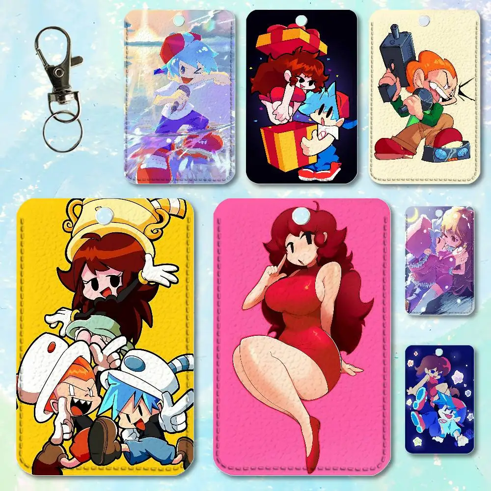 

F-Friday Night F-Funkin Premium PU Leather Card for Daily Use Holder Card Case with Metal Carabiner Customizable Design