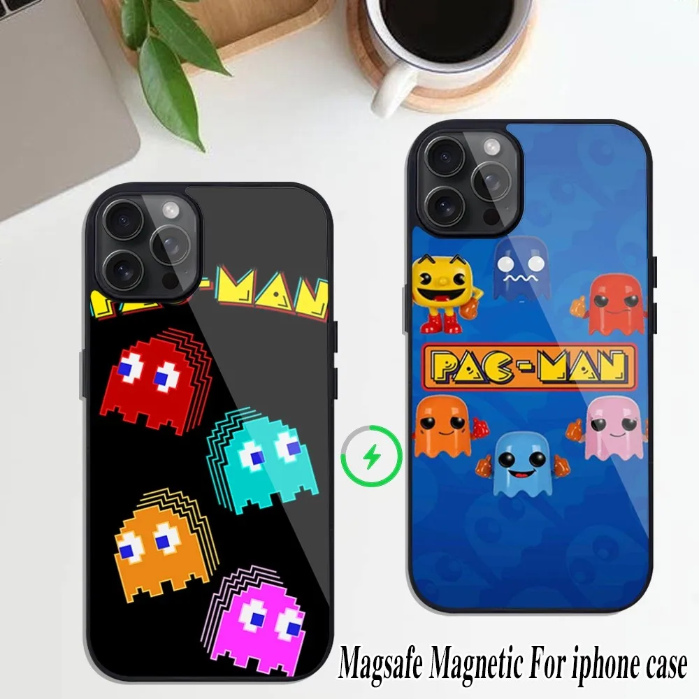 P-Pac M-Man Game Cushion Phone Case iPhone Magesafe Magnetic 15 Pro 11 Mini 12 13 14 Max Plus Shell