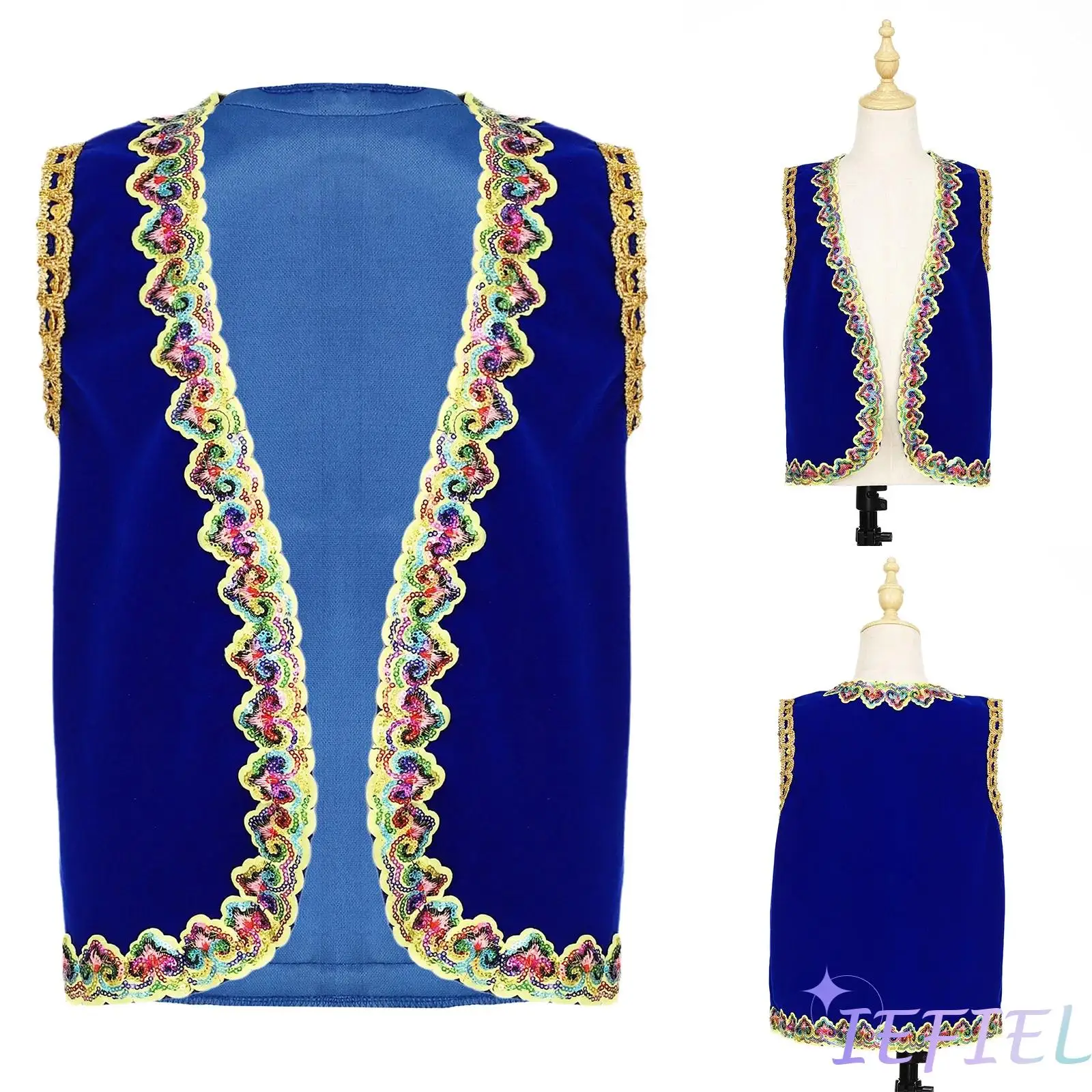 

Vibrant Cultural Medieval Vest for Boys And Girls Decorative Ethnic Design Waistcoat for Halloween And Theater Performances