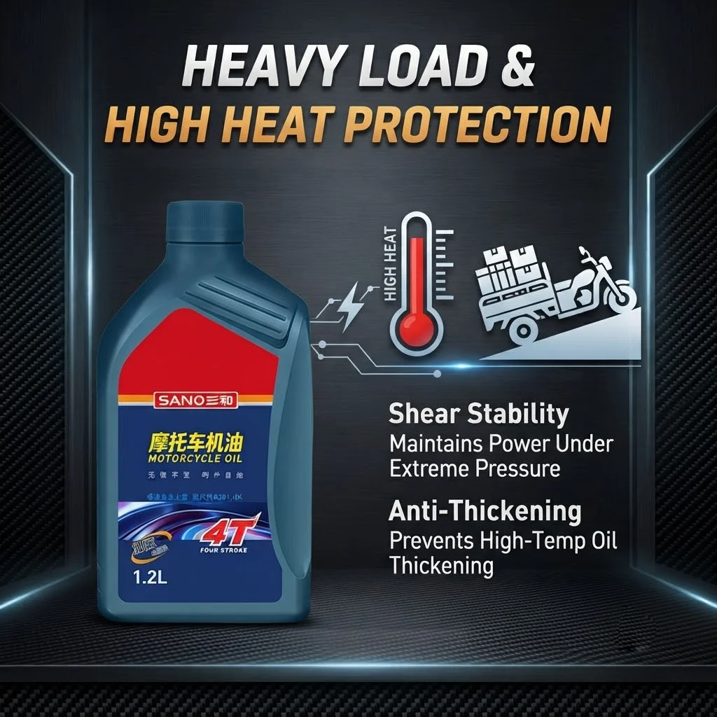 SANVO Motorcycle Engine Oil 10W-40 4T 1.2L Synthetic Blend Heavy Duty Tricycle Lubricant Anti-Wear