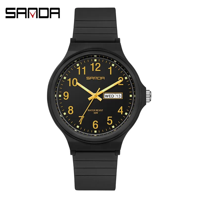 

2022 Fashion Sanda Top Brand Women Quartz Watches Minimalism Style Ladies Wristwatch Black White Waterproof Watch Clock Reloj