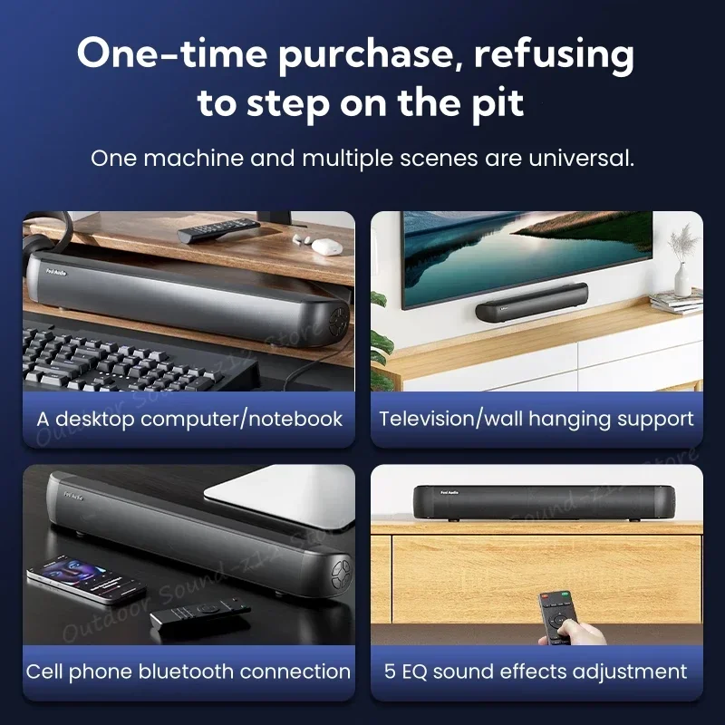 En Stock A3 40 vatios tira pequeña Altavoz Bluetooth barras de sonido envolvente sistema de cine en casa altavoces barra de sonido para TV/PC