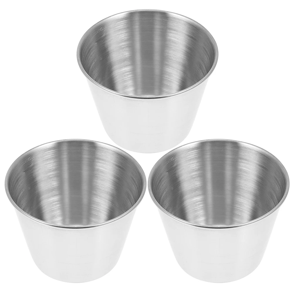 

3pcs Stainless Steel Dipping Sauce Cups Kitchenware Condiment Dish Easy Clean Corrosion Resistant Suitable Family Dinners