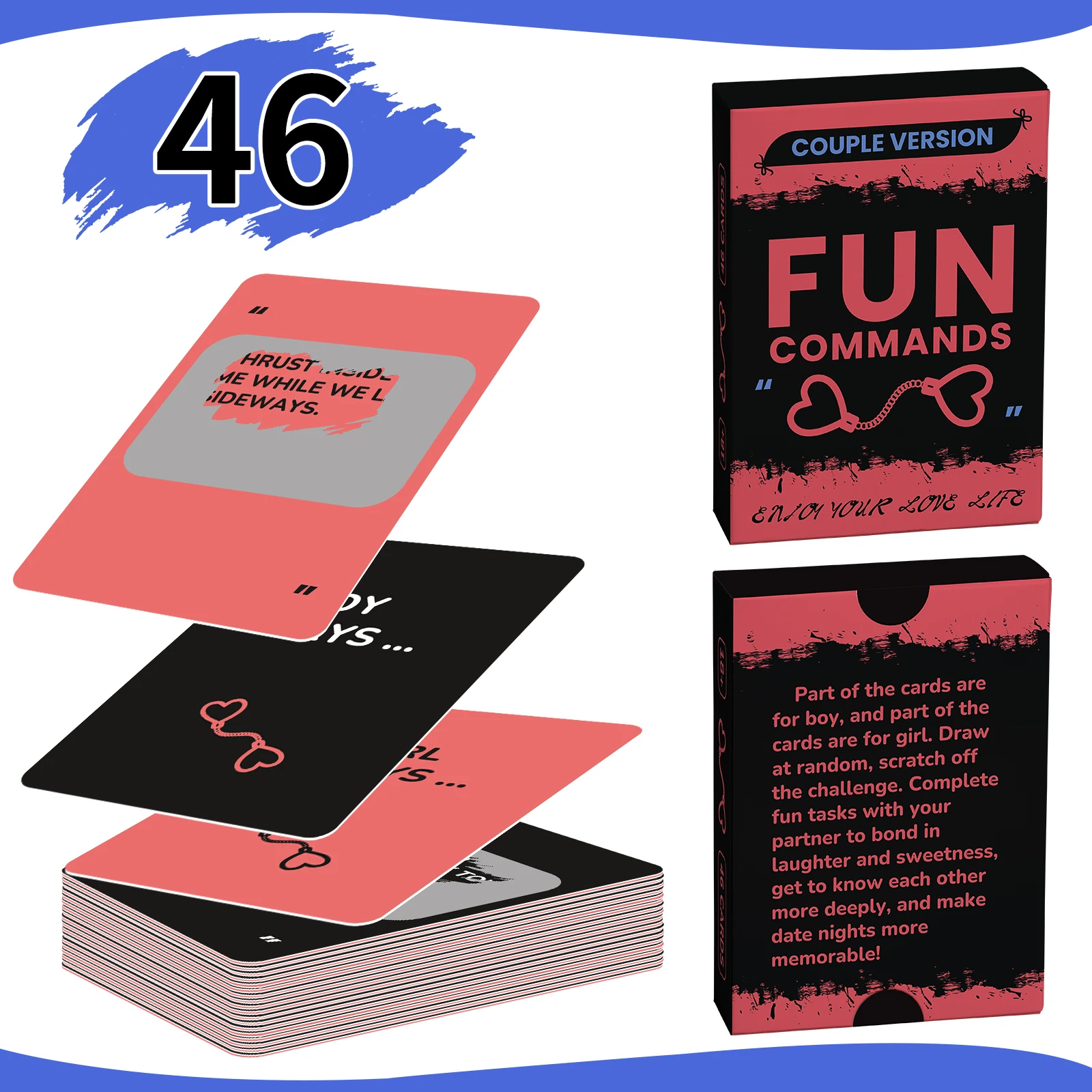การ์ดคู่รัก ความสนุกสนาน ความใกล้ชิด ท้าทายความสัมพันธ์ - การ์ดสนุกแบบอินเทอร์แอคทีฟสำหรับคู่รัก แบบสองด้านเคลือบลามิเนตและขูดได้ เสริมสร้างความสัมพันธ์