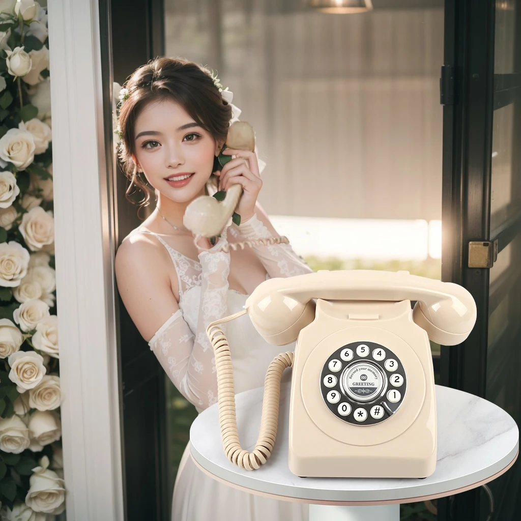 Audio Guestbook Telephone Button Dialing Antique Telephone Voice Recorder Wedding Guestbook phone for Party Wedding