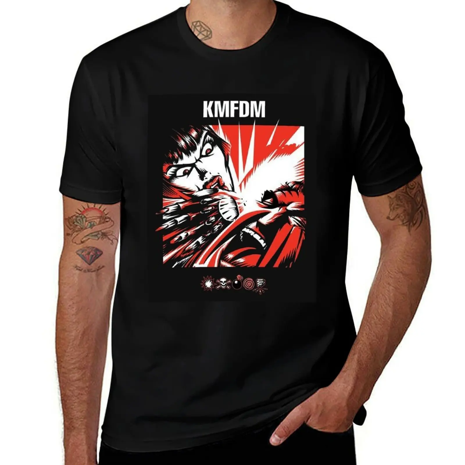 T-Shirt Uomo Kmfdm Di Tendenza, T-Shirt Grafica Essenziale, T-Shirt Uomo Di Alta Qualità , T-Shirt Di Marca Di Lusso