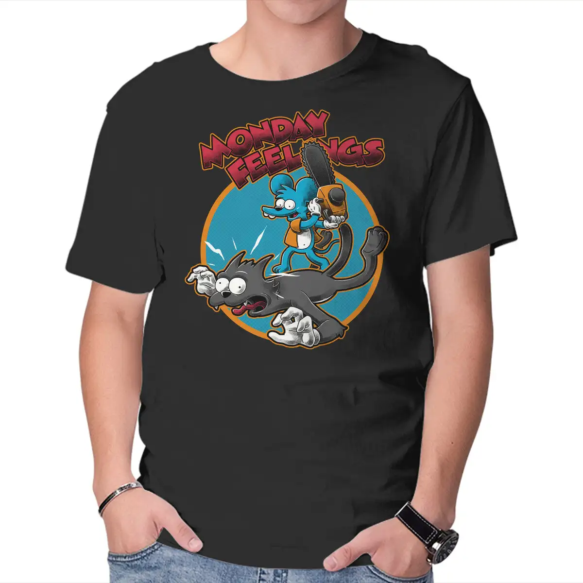 The Itchy And Scratchy Monday Anime Graphic T-shirts For Men Clothing Women Short Sleeve Tees Vintage High Quality 100%Cotton