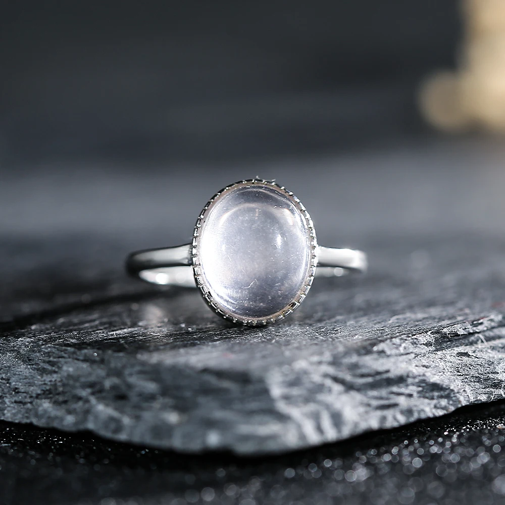 Anello al quarzo rosa naturale Solido argento sterling S925 11x9mm Pietra rosa Filigrana Halo Band Promessa Gioielli Birthstone Regalo