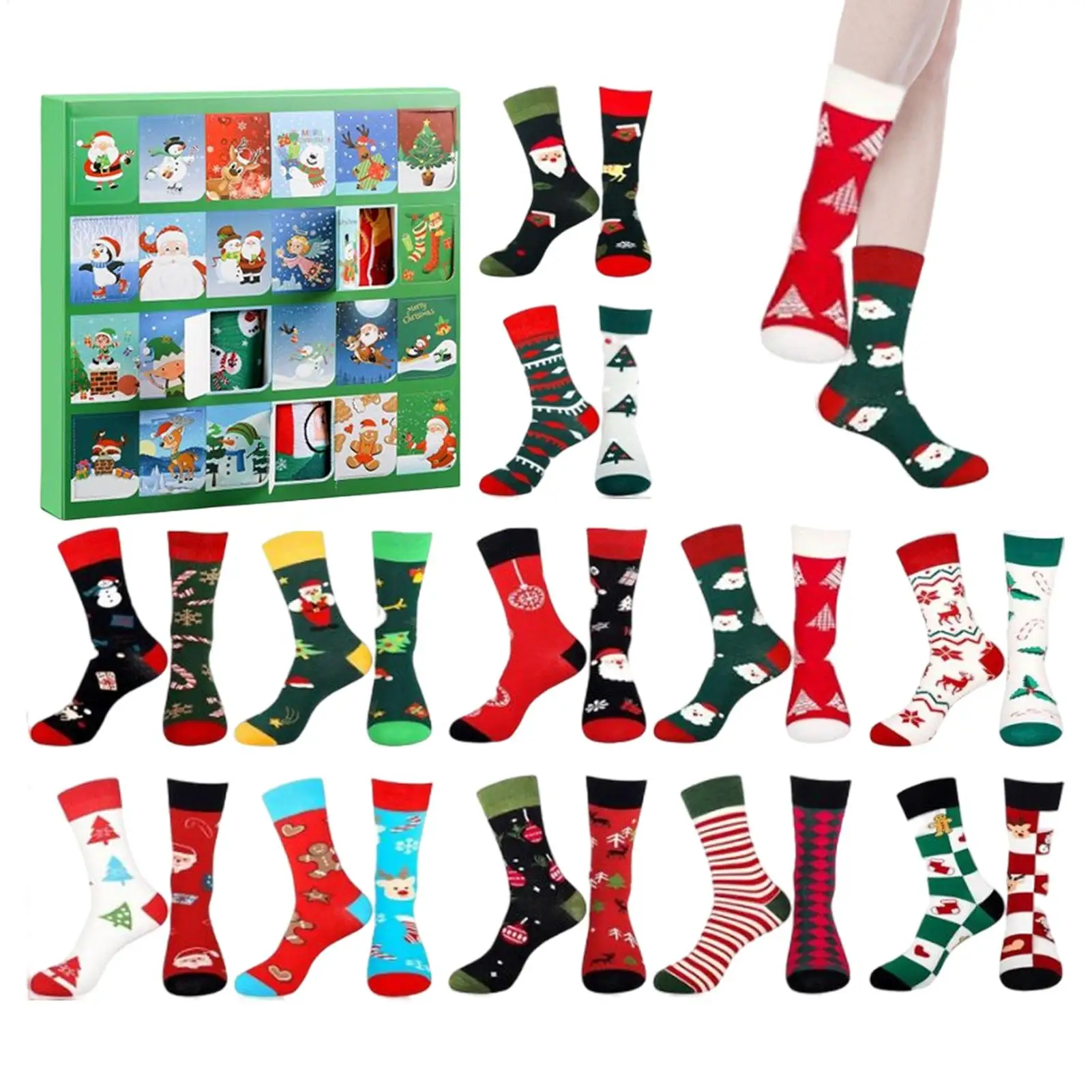 

Advent Calendar Socks 24 Days Countdown Calendars for Adults 12 Pairs Christmas Socks Advent Calendar Unisex Socks Set for Xmas