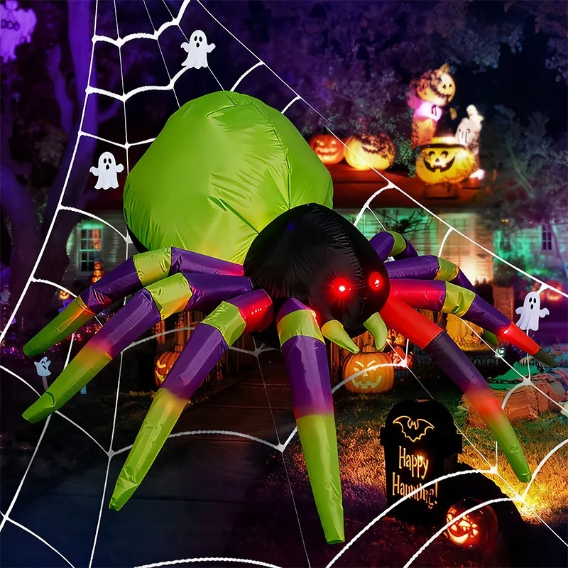 Halloween Decorative Inflatable Toys Giant Spider Air Model LED Luminous Outdoor Courtyard Party Horror Decoration Props
