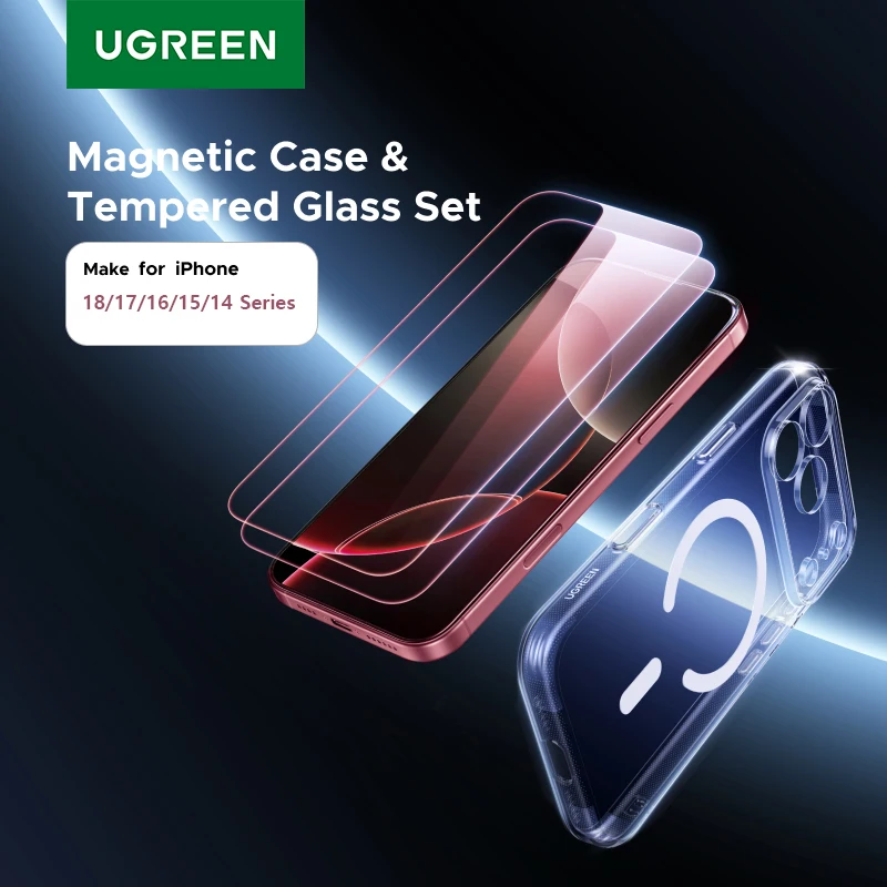 UGREEN Magnetische Hülle & Displayschutzglas für iPhone 18 17 16 15 14 Pro Max Hülle für iPhone 18Pro Macsafe Hüllen-Set