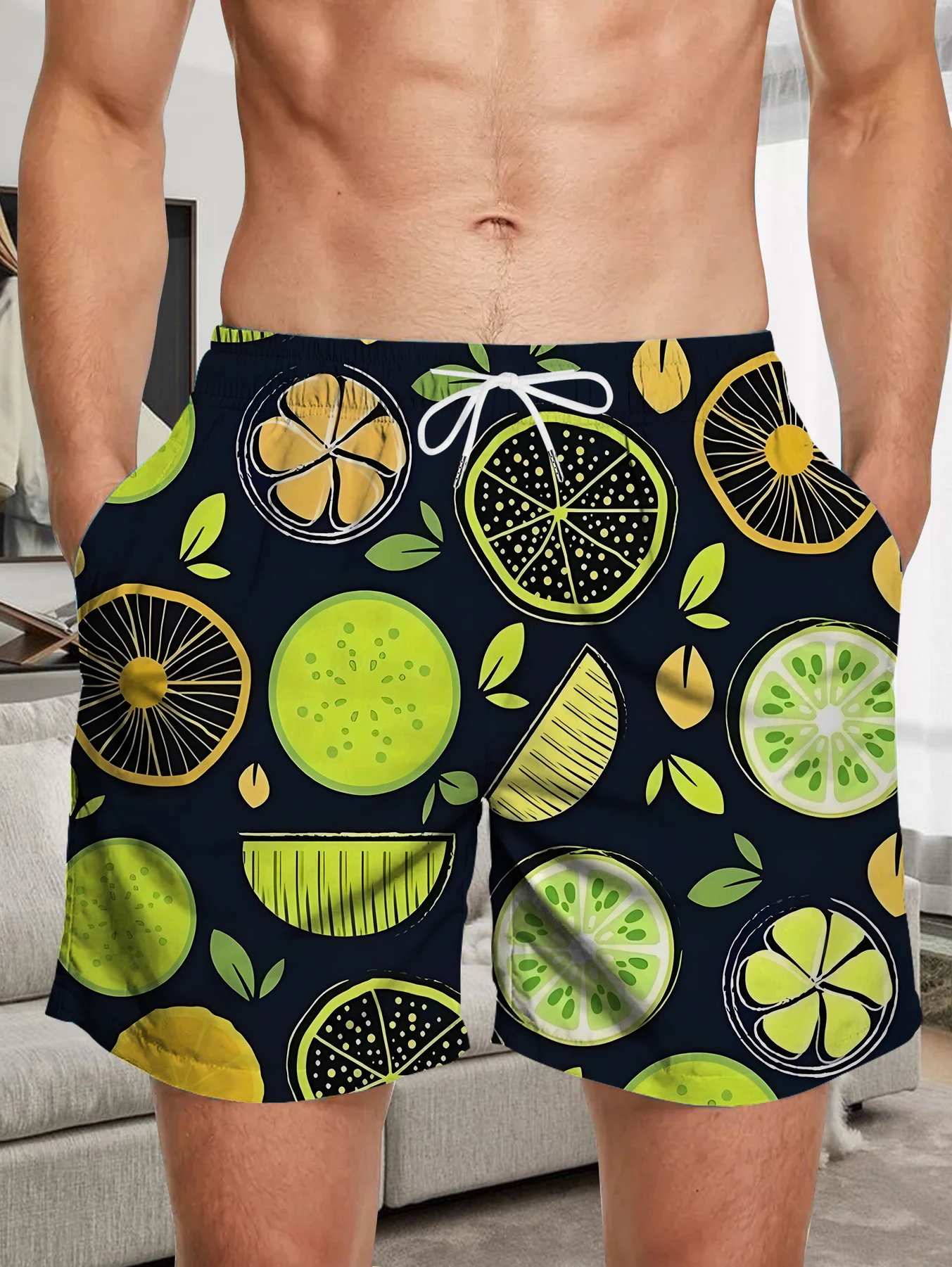 

Classic Full Print Beach Pants Men Digital Printed Quick Dry Polyester Short Pants