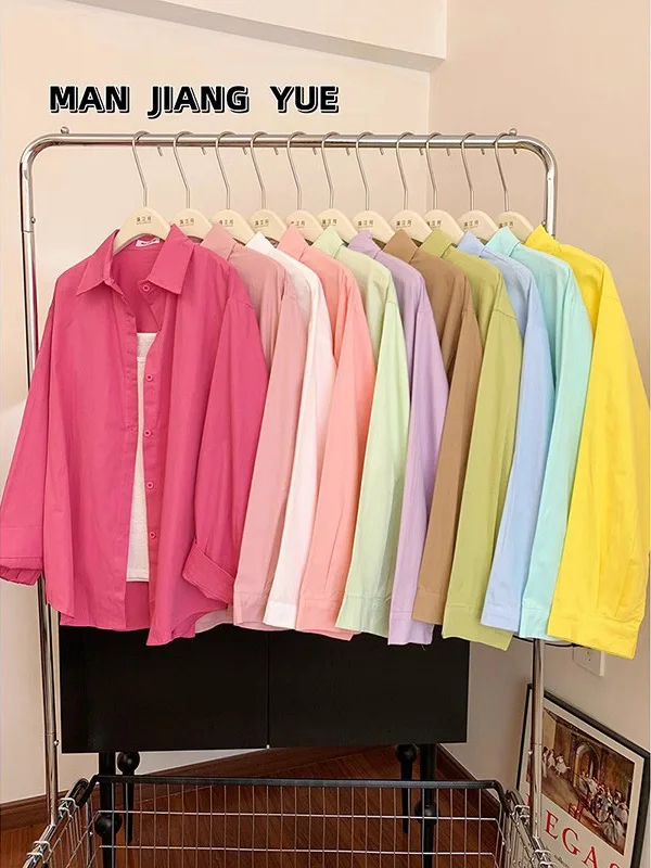 

Spring Autumn Design Sensual Slimming Casual Versatile Simple High-End Open Cardigan Lazy Style Outerwear Shirt for Women