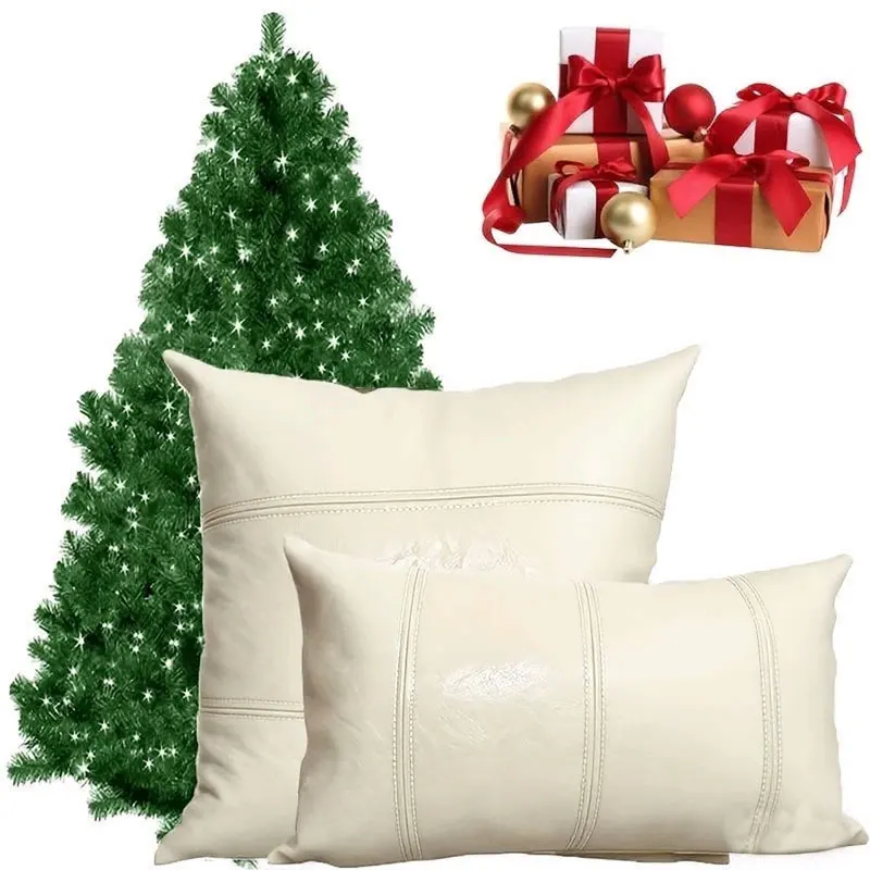 Presente de natal 1pc capas de almofada de couro falso grosso grande decorativo moderno fazenda casos quadrados para sofá cama