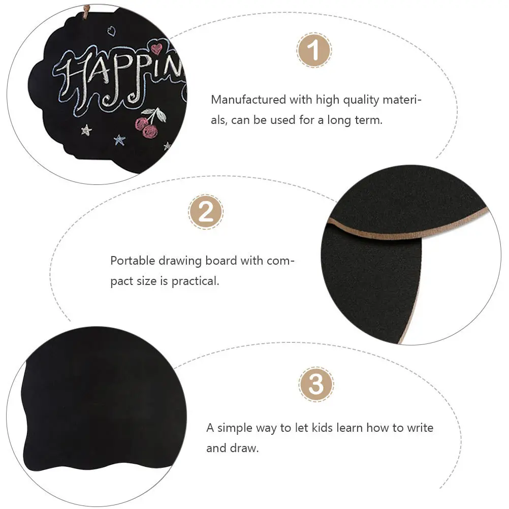 2Pcs Mini Hanging Wooden Blackboard Double Sided Drawing Board Portable Learning Writing Drawing Tool for Kids