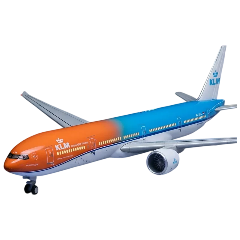 Boeing 777 KLM Royal Dutch Airlines 1/200 scale 31cm resin model airplane, children's toy, aviation collectible, miniature item