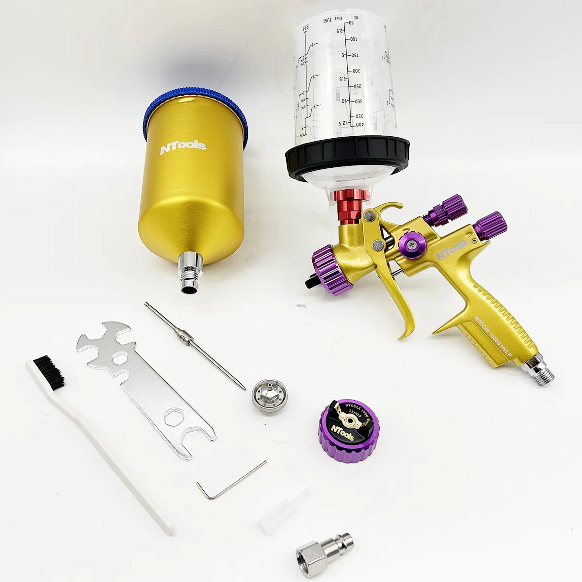 

1.3MM HVLP Spray Gun Add 1.8MM Nozzle Kit Car Repair Paint Spray Guns 1000S Air Spray Gun With 400cc Mix Tank Airbrush