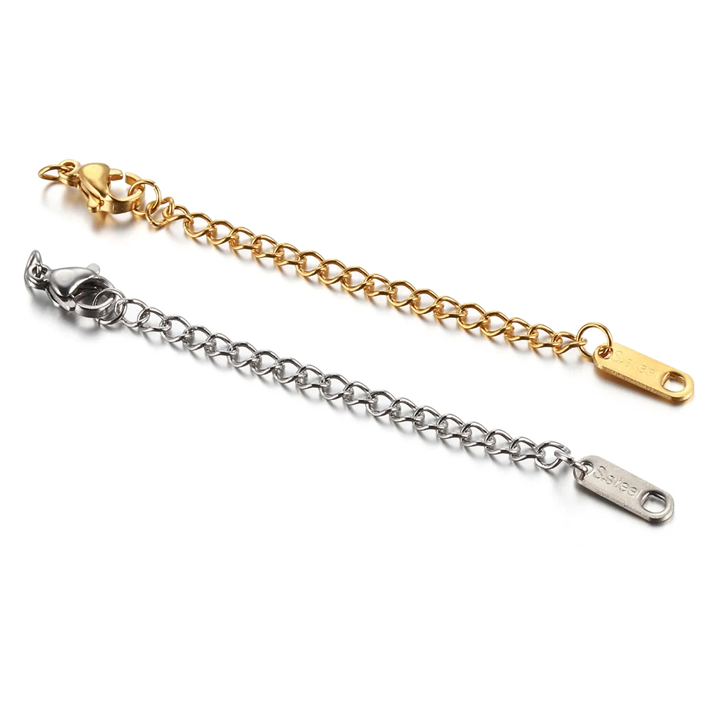 Queue d\'extension en acier inoxydable, fermoirs ster JOcorrigés, connecteur arc-en-ciel JOfor, bracelet et collier, bijoux de bricolage, 10 à 20