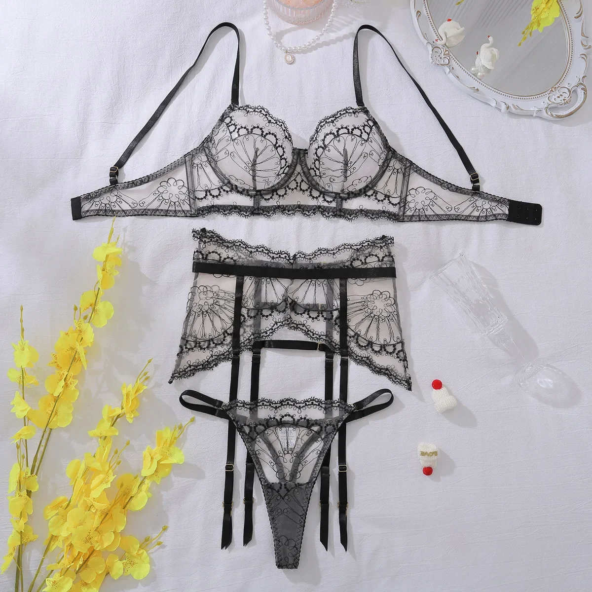 

Lace Exotic Lingerie Set Women Thin See Through Micro Bikini Thong Party Club Underwear Exotic Apparel