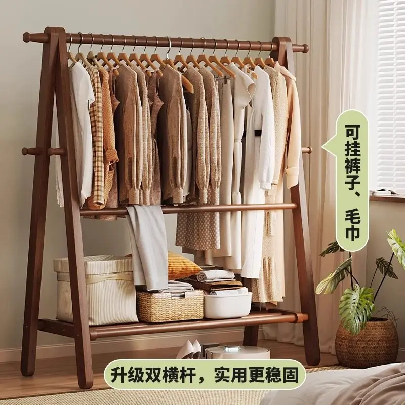 

Solid Wood Coat Rack Floor Hanger, Bedroom Room Floor Drying Clothes Rack, Living Room Household Wooden Hanger