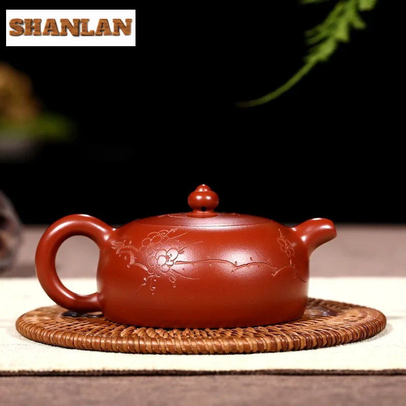 220ml Traditional Yixing Purple Clay Teapot Handmade Half Moon Pot Raw Ore Dahongpao Mud Kettle Zisha Tea Set Tea Ceremony Craft