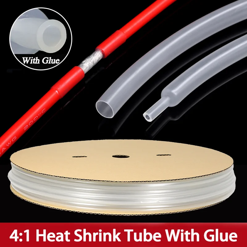 

4:1 Heat Shrink Tube With Glue Transparent Φ4 6 8 12 16 20 24 32 40 52mm Dual Wall Thermoretractile Tube ﻿Cable Protector Sleeve