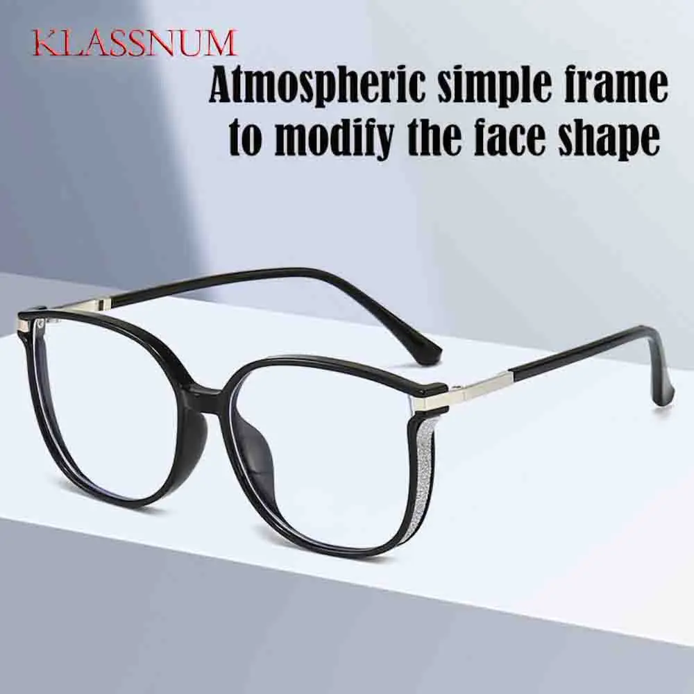 

KLASSNUM Retro Fashion Square Beam Presbyopia Glasses for Men Women Anti Blue Light Transparent Optical Prescription Eyewear