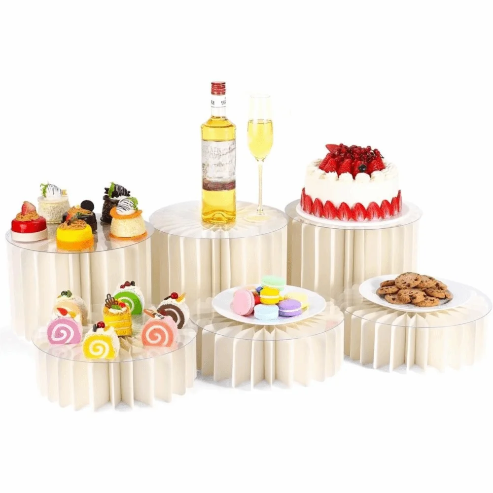 Decoration Folding Display Stand Paper Roman Column Food Display Riser Column Ornament Risers Table Centerpiece Wedding