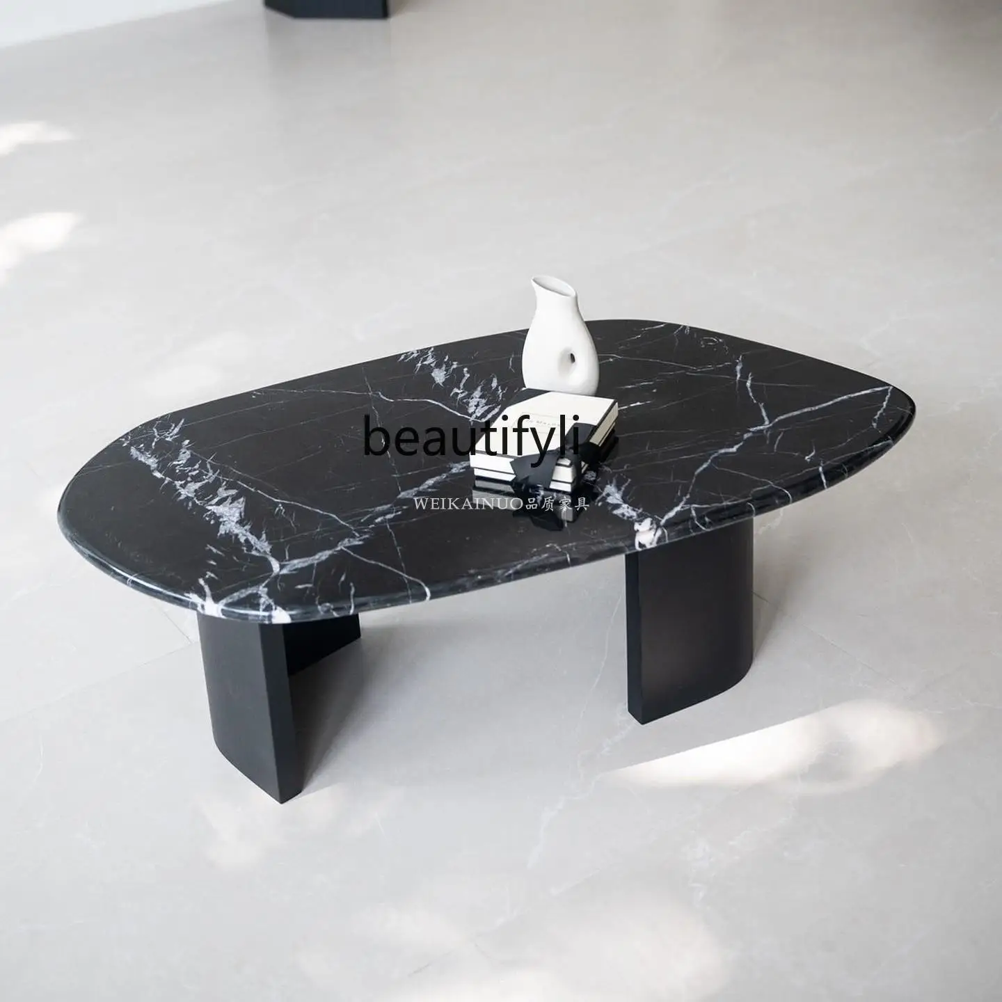 

Natural Luxury Stone Coffee Table Minimalist Light Luxury Apartment Small Apartment White Ash Wood Low Table High-end Feel