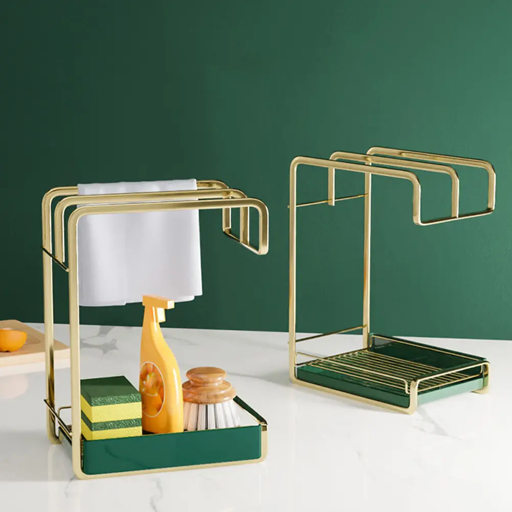 wall-hanging-kitchen-drain-rack-with-water-tray-premium-iron-plastic-duster-cloth-storage-stand-for-cleaning-tools-drying