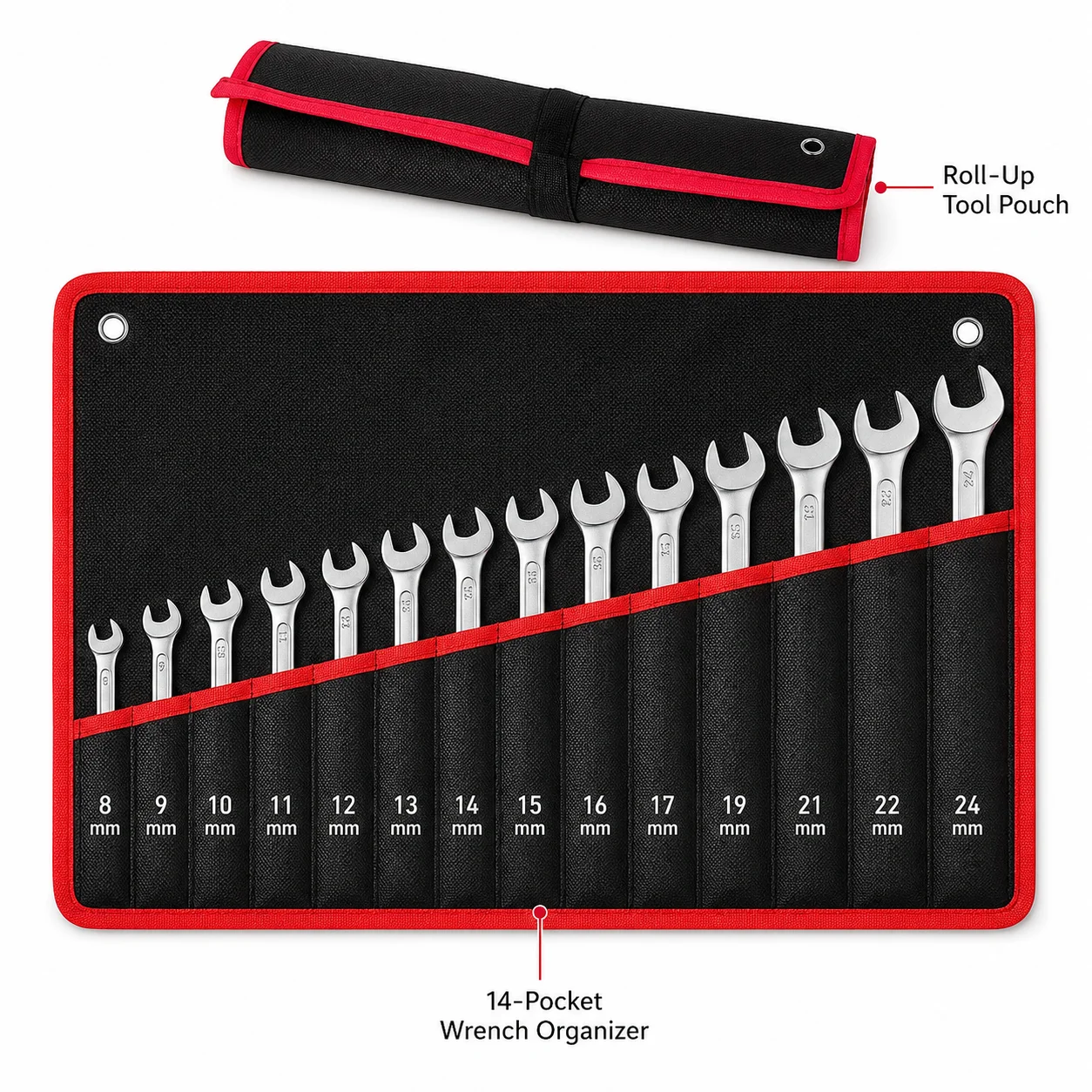 Wrench Storage Bag Open End Ring Spanner Organizer Multifunctional Tool Pouch for Tools