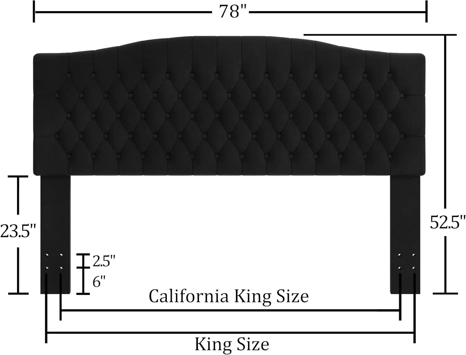 King Size Headboard Only, Tufted Button Headboard for King/Cal King Adjustable Bed, Curved Integrated Design with Solid Wood Hea