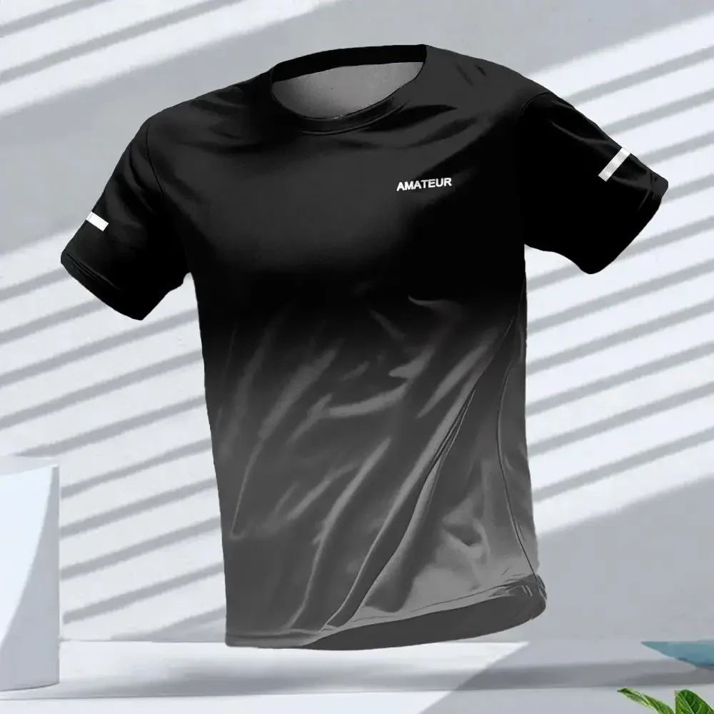 Letter Pattern 3D Print Sport Quick Dry Breathable Men T-shirt Outdoor Street Fitness Running Exercise Parent-child Short Sleeve
