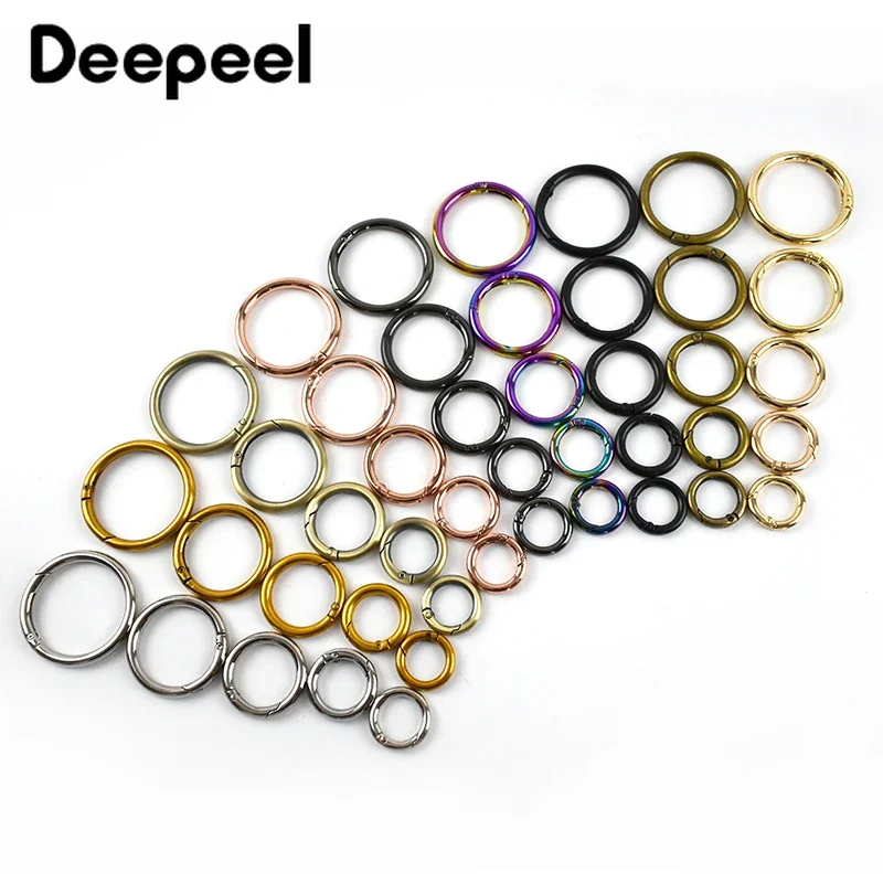 5 Stück Deepeel 10–50 mm Metallfeder Tor O-Ring zu öffnender Schlüsselanhänger Tasche Gürtelband Kette Schnalle Schnappverschluss Clip Trigger Lederhandwerk