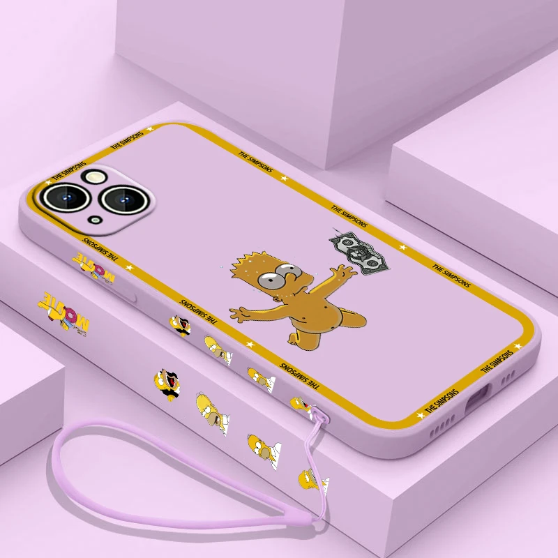 جراب هاتف Simpsons Bart لهاتف Apple iPhone ، حبل أيسر سائل ، غطاء ناعم ، 15 ، 14 ، 13 ، 12 ، 11 Pro Max ، Plus ، 8 ، 7 ، SE