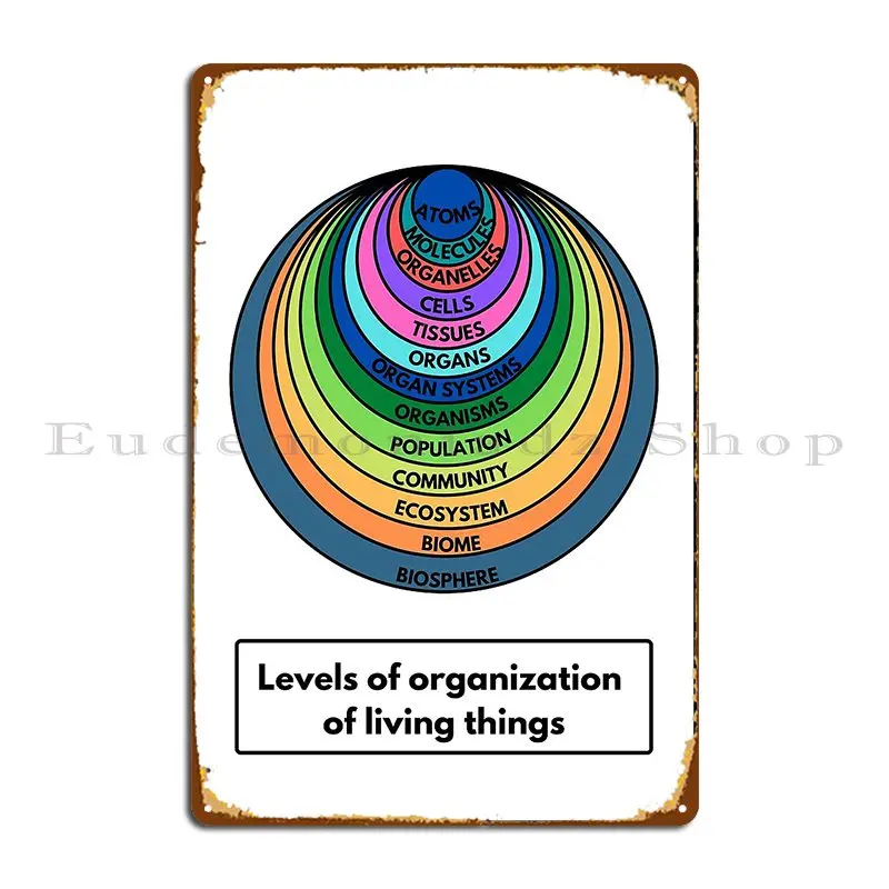 Биологические уровни организации живых вещей, расположенные металлической вывеской в стиле ретро, кинотеатр, индивидуальный настенный декор, клубная жестяная вывеска, плакат