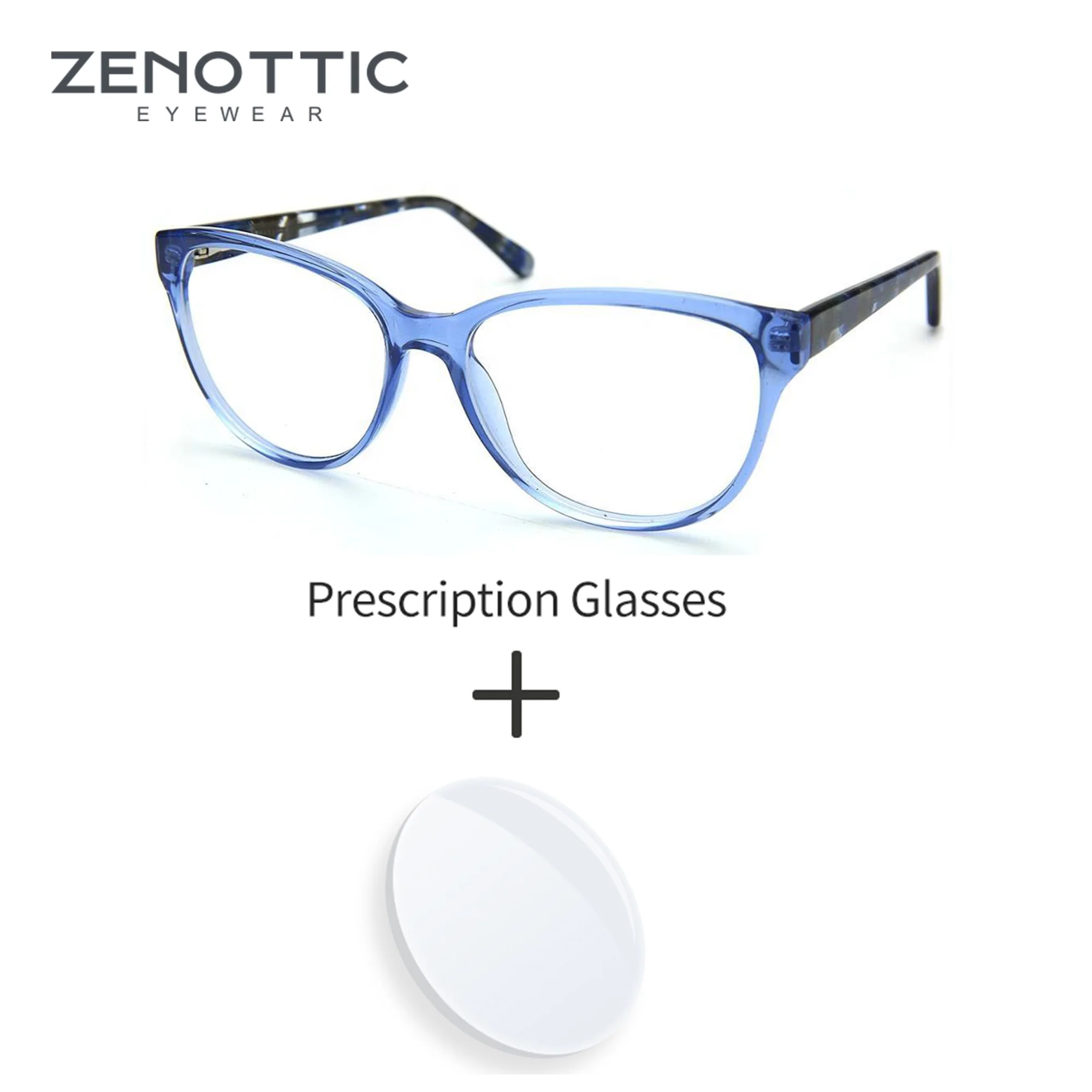 ZENOTTIC  Acetate Prescription Glasses Women Square Full Frame Progressive Optical Eyewear Anti-Blue Light Myopia Hyperopia