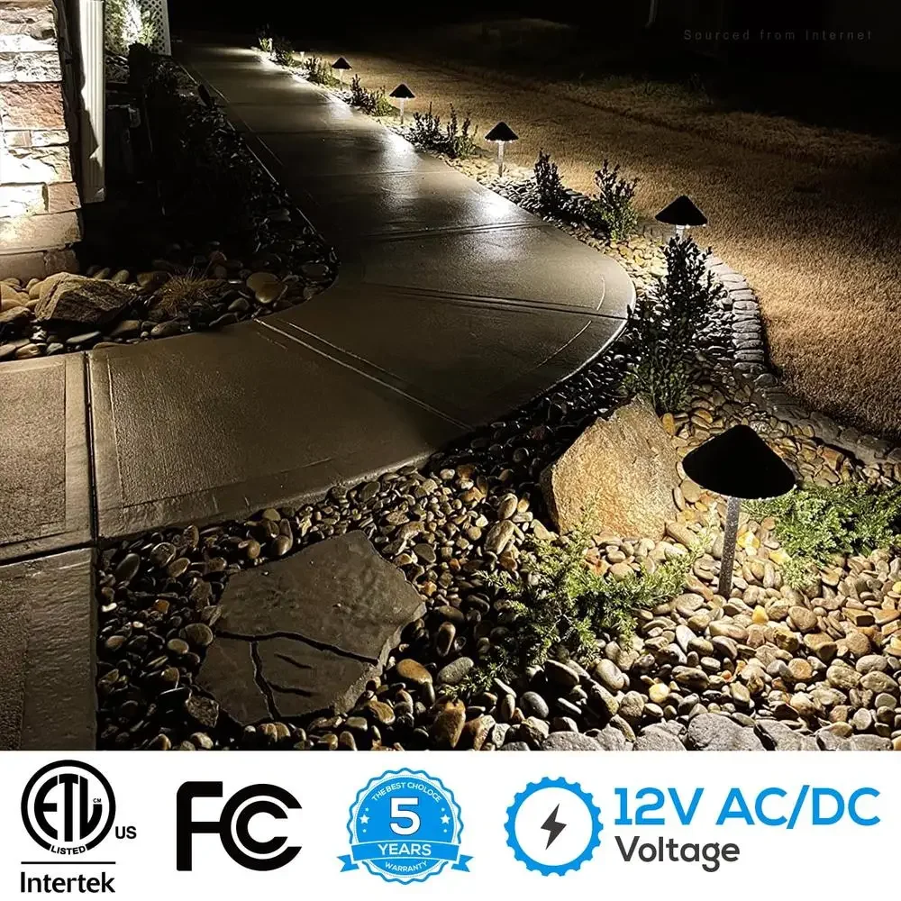 LED Landscape Pathway Lights Vintage Design Waterproof Aluminum Housing 3000K Warm Glow UL Listed ETL&FCC Certified 12V CRI90