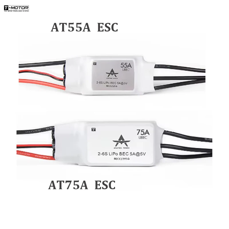 T-MOTOR AT Series ESC AT55A AT75A 2-6S Electronic Speed Controller for RC Drones Fixed Wing Airplane VTOL UAV