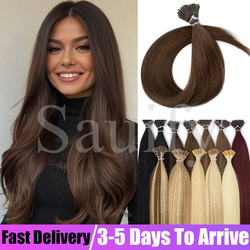Extensions de cheveux humains bruns à micro-anneaux, pré-collées, lisses, blondes, noires, avec micro-perles, 30g