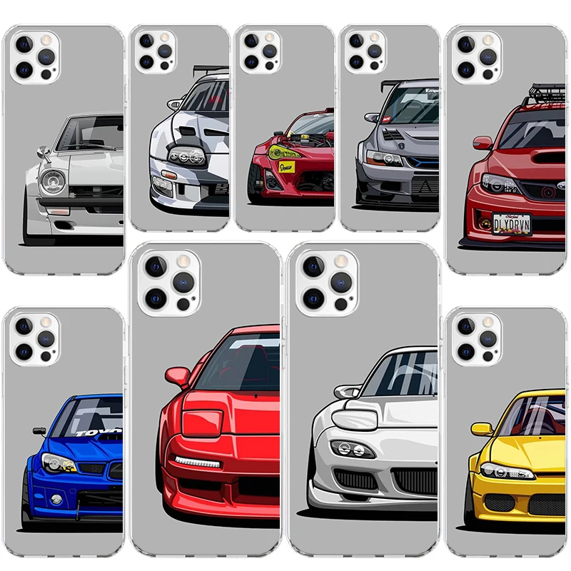 JDM Sports Cars Male Men Soft Silicone Phone Case For Apple iPhone 11 14 15 16 Pro 12 13 Mini XR X XS Max 7 Plus 8 + Fundas Cove